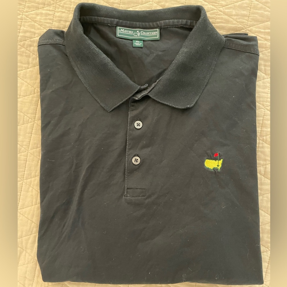 Vintage Masters Collection Soft Knit Cotton Polo Golf Shirt in Black Size XL‎